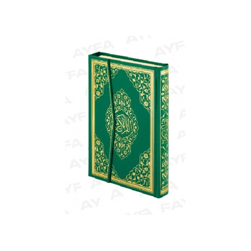 Ontdek de indrukwekkende Groene Koran van uitgeverij AYFA, een Koran die volledig in het Arabisch is geschreven. Het gebruikte lettertype, ook wel bekend als computer geschrift, zorgt voor duidelijke en leesbare letters die naast elkaar staan in een redelijk groot formaat. Met een formaat van 25 cm x 17 cm heeft deze Koran een imposante aanwezigheid en biedt het voldoende ruimte om de tekst comfortabel te lezen. De woorden van de Koran kunnen met gemak worden opgenomen en begrepen.